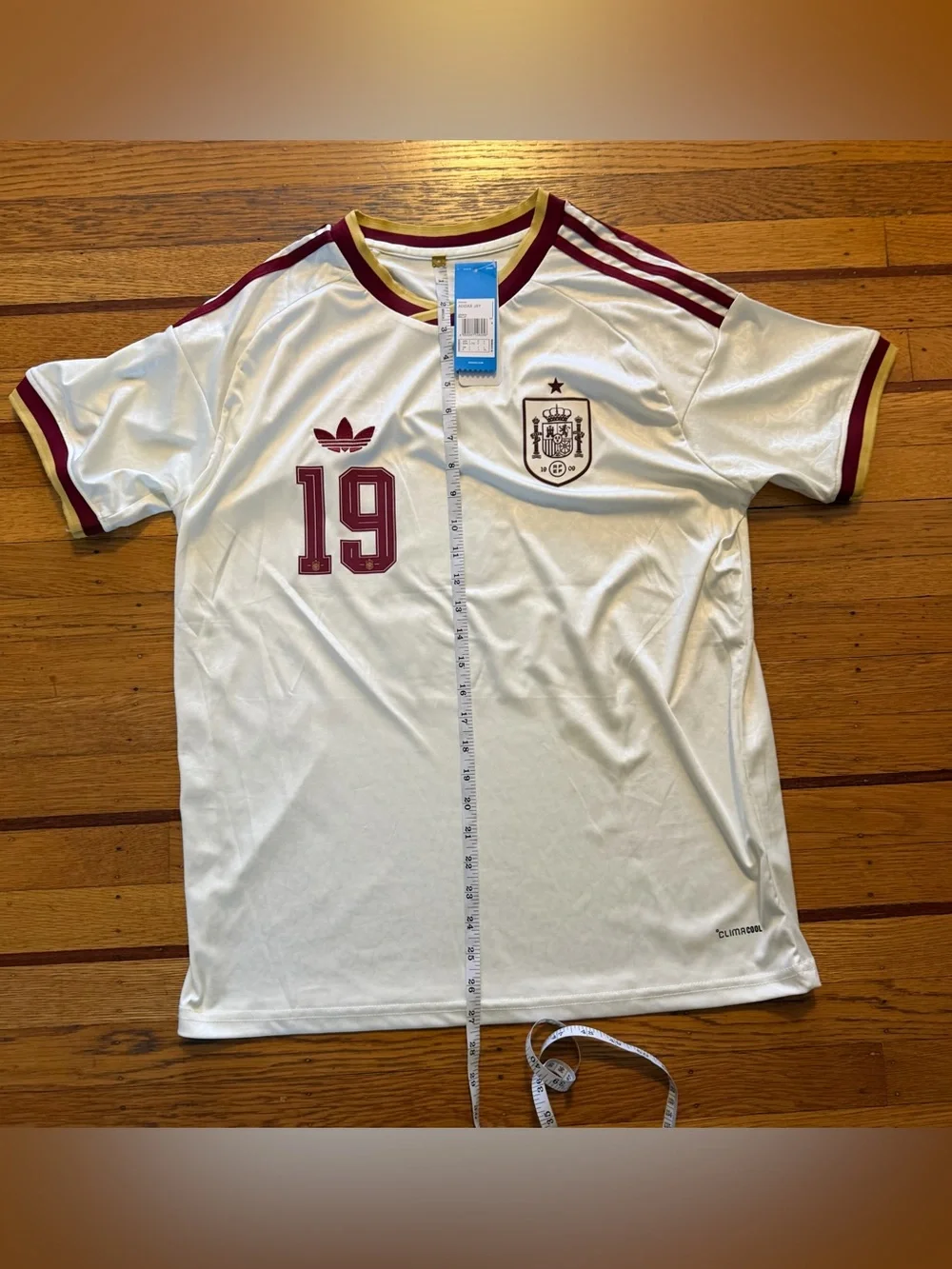 Adidas #19 Yamal Striker Soccer Jersey White and Maroon Spain World Cup 2026
